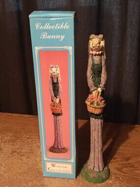 WINDSOR COLLECTION EASTER COLLECTIBLE FIGURINE BUNNY WITH BASKET & BOX